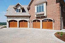 Stained, wooden garage door