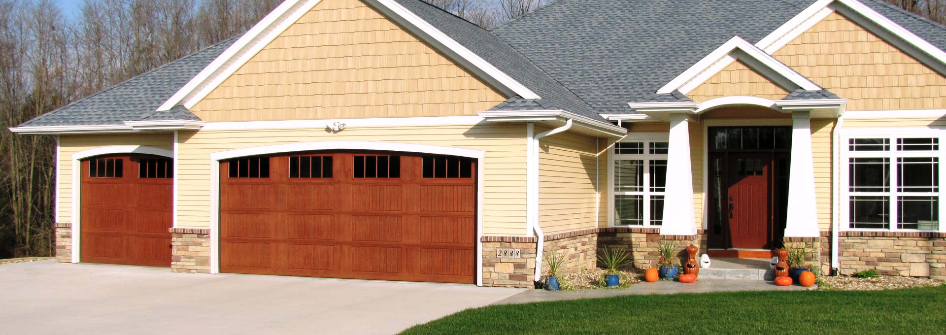 Artfully molded wood-grain fiberglass surface